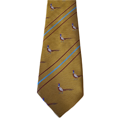 Taylors Ties Pheasant & Stripe Tie - Gold